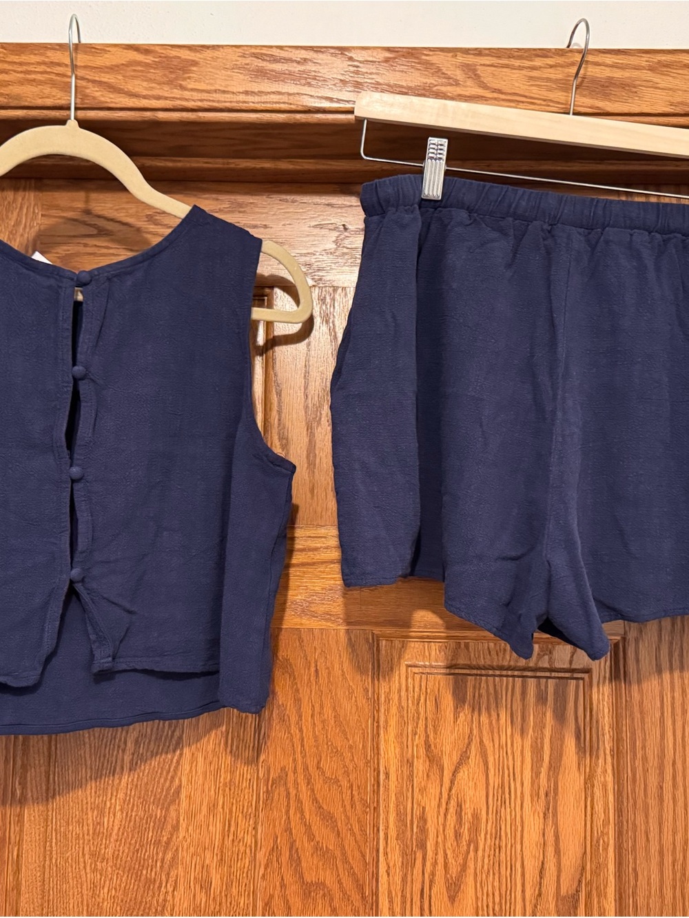 Navy Set | 2 piece crop top and high waisted shorts - Picture 4 of 12